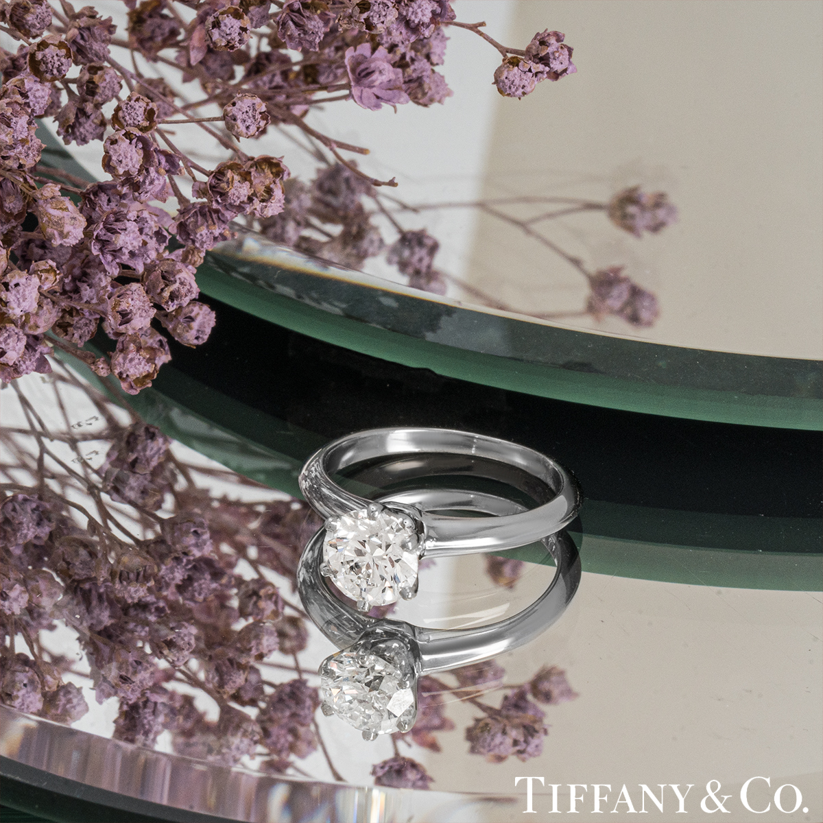 Tiffany & Co. Platinum Round Brilliant Cut Diamond Setting Ring 1.01ct E/VS1